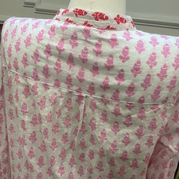 J. Crew leaf print, button up, pink and red blouse / S / Excellent condition - Picture 7 of 14